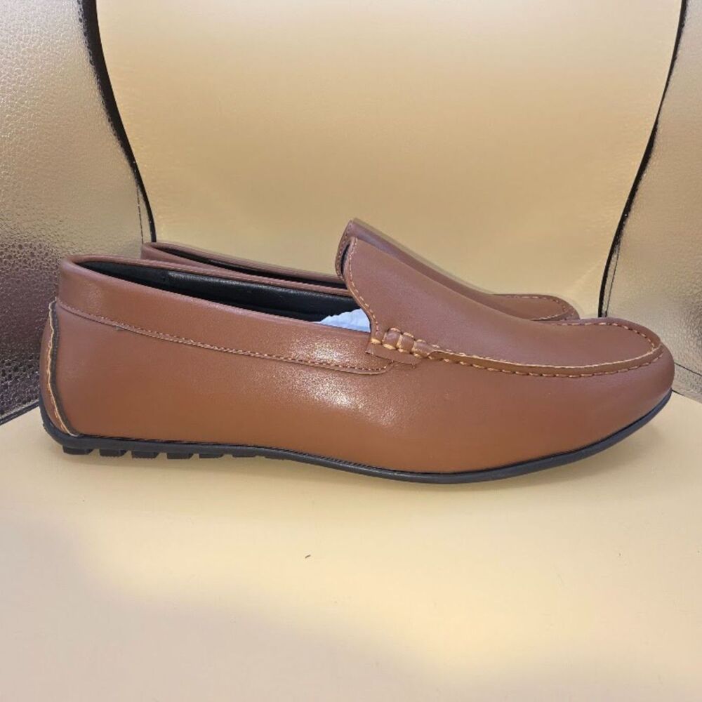 "Coutgo Men's Brown Vegan Leather Loafers Size 12